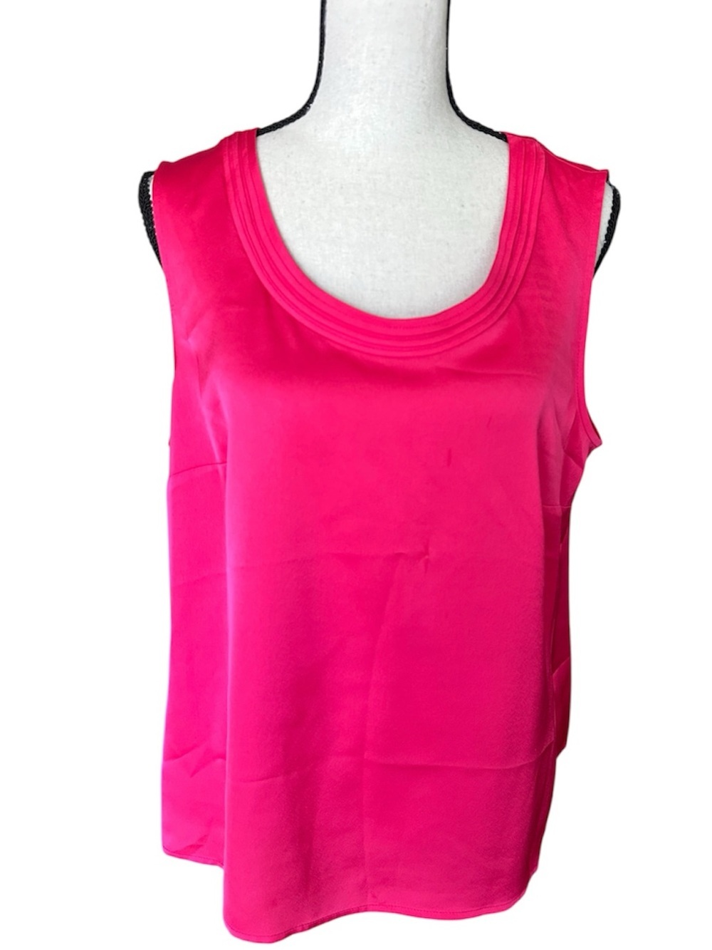 Kasper Hot Pink Scoop Neck Sleeveless Top Size Large
